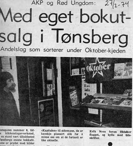 Avisklipp: Oktoberbokhandel i Tønsberg